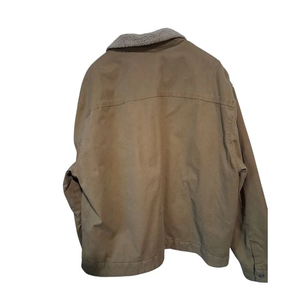 Y2K Vintage Gap Mens XXL Khaki Canvas Sherpa Lined Trucker Chore Barn Jacket‎